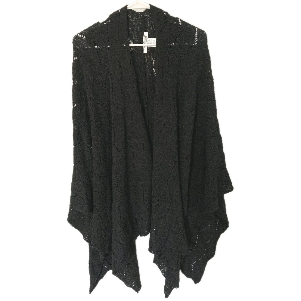 Vtg Coldwater Creek Poncho Women One Size Petal Pointelle Ruana Shawl Knit NWT
